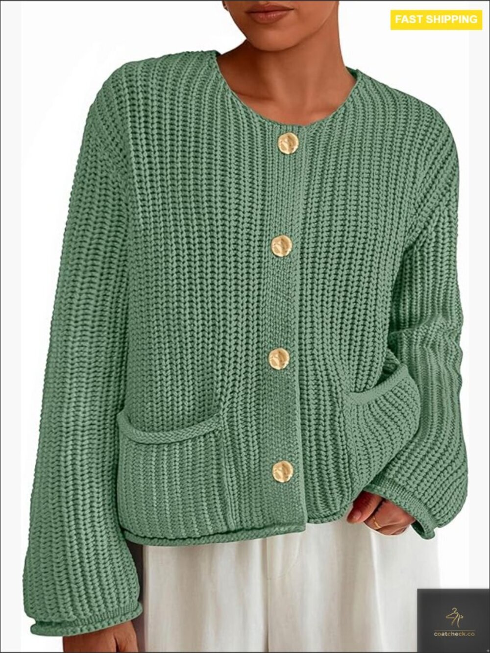 Oversized Chunky Knit Button Cardigan Sweater with Pockets